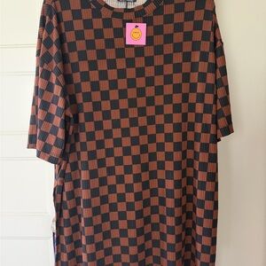 Dressed in LALA Black & Brown Checkerboard Tunic